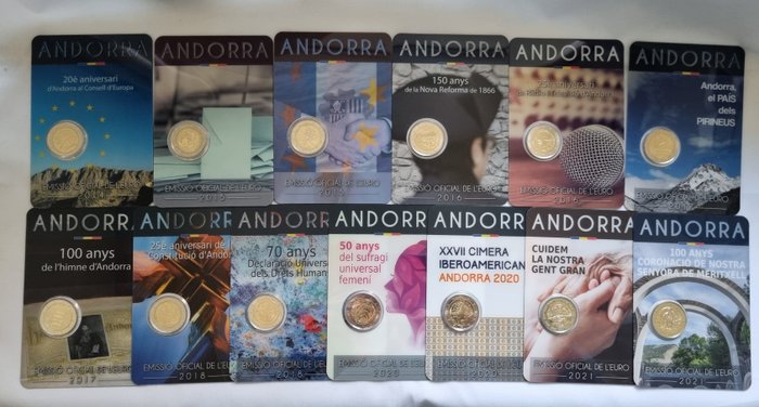 Andorra. 2 Euro 2014/2021 (13 munten)  (Ingen mindstepris)