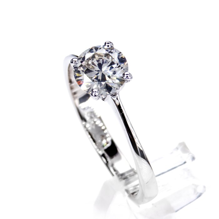 Ingen mindstepris - Forlovelsesring - 14 karat Hvidguld -  074ct tw Diamant (Naturfarvet)