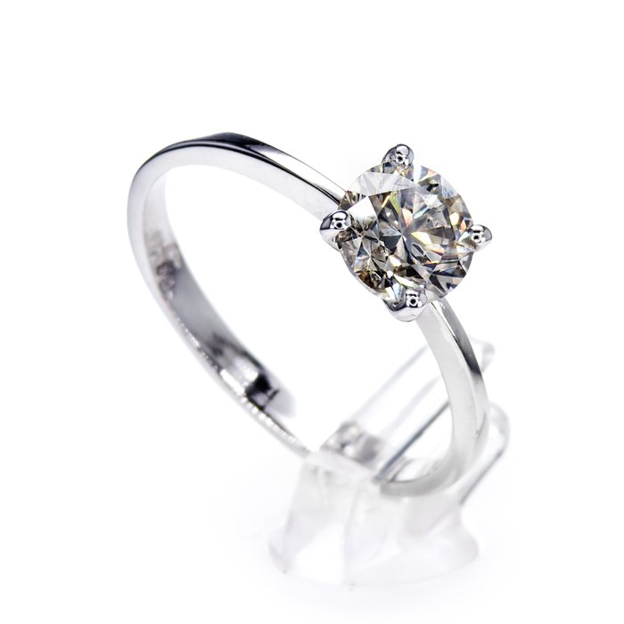 Ingen mindstepris - Forlovelsesring - 14 karat Hvidguld -  074ct tw Diamant (Naturfarvet)