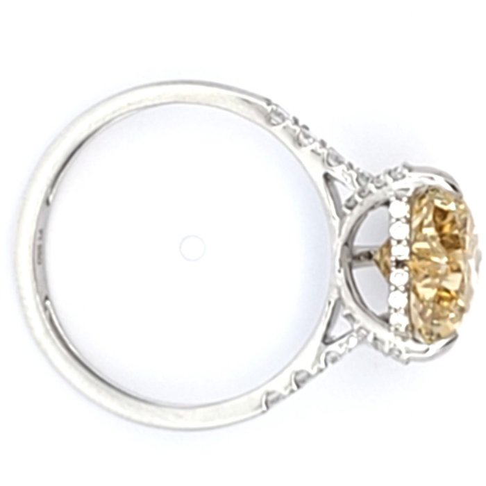 Ring Platin -  3.39ct. tw. Gul Diamant (Laboratoriedyrket diamant i fancy farver) - Diamant