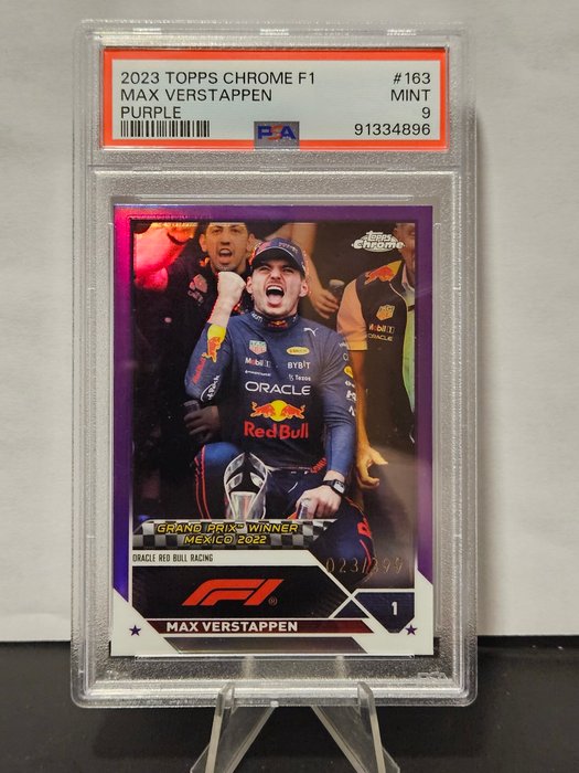 2023 Topps Chrome F1 Max Verstappen #163 Purple /399 PSA 9 Graded card