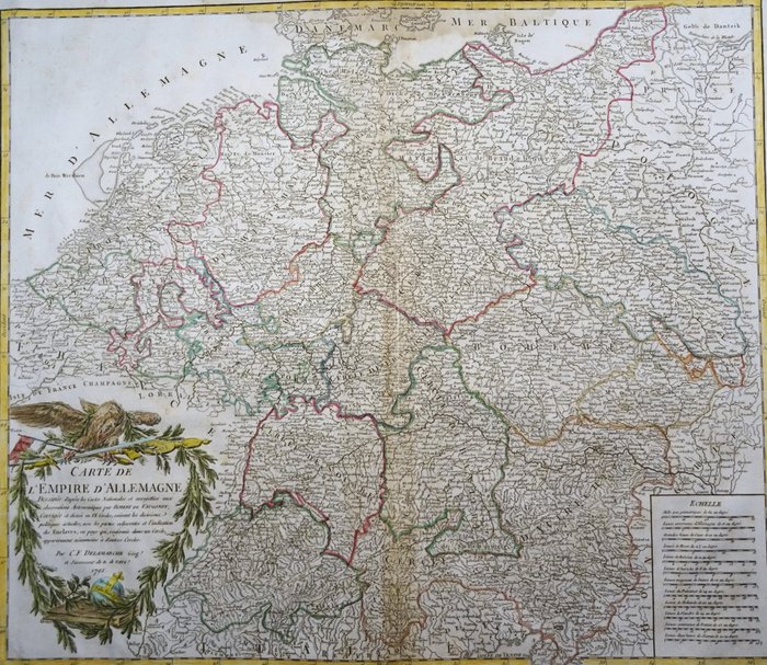 Europa - Tyskland, Tjekkiet, Polen, Østrig, Schweiz, Holland, Belgien, Luxembourg....; Robert de Vaugondy / C.F. Delamarche - Carte de l´Empire d´Allemagne...1792 - 1781-1800