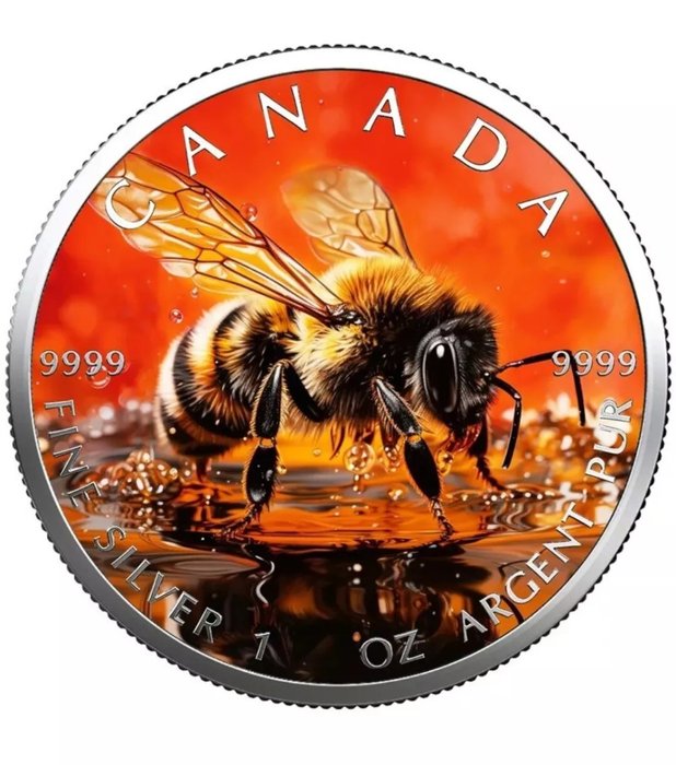 Canada. 5 Dollars 2024 Maple Leaf - Bumbkebee, 1 Oz (.999)  (Ingen mindstepris)