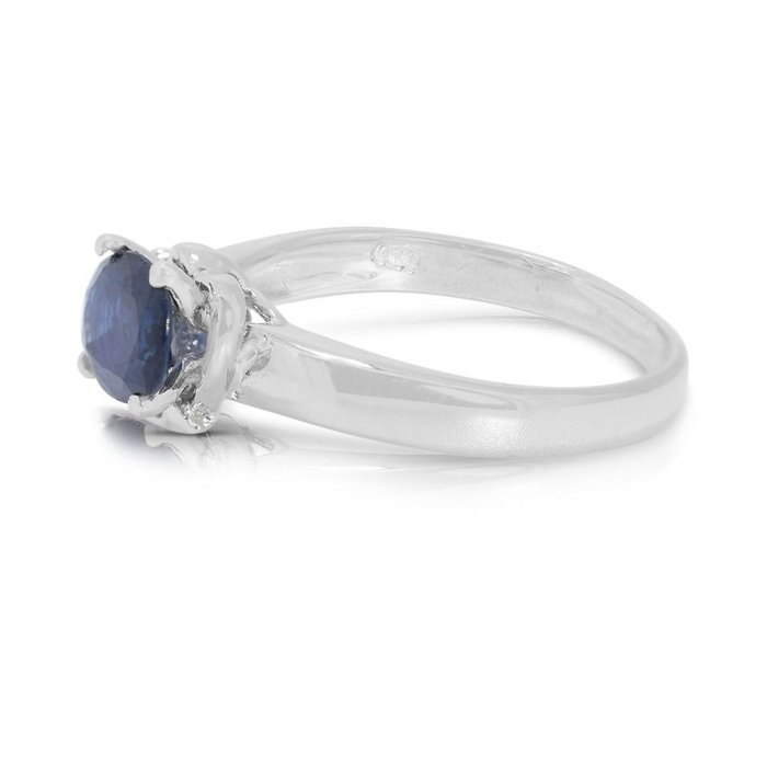 Ring - 18 kraat Hvidguld -  0.88ct. tw. Safir - Diamant