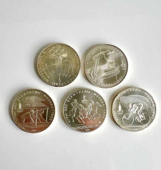 Rusland, Sovjetunionen (USSR). A Lot of 5x Moscow Olympic 10 Rouble Commemoratives 1977-1978  (Ingen mindstepris)