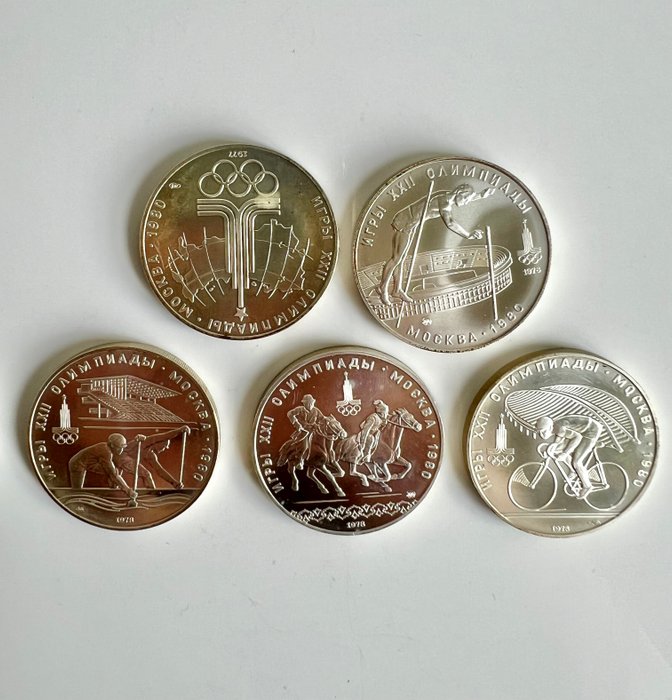 Rusland, Sovjetunionen (USSR). A Lot of 5x Moscow Olympic 10 Rouble Commemoratives 1977-1978  (Ingen mindstepris)