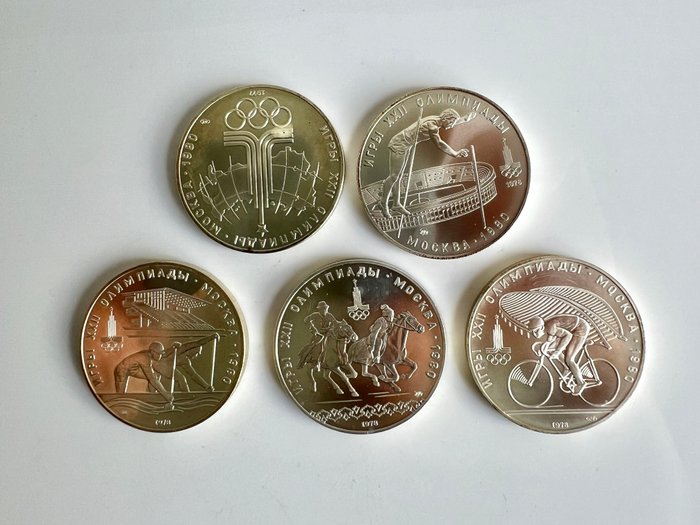 Rusland, Sovjetunionen (USSR). A Lot of 5x Moscow Olympic 10 Rouble Commemoratives 1977-1978  (Ingen mindstepris)