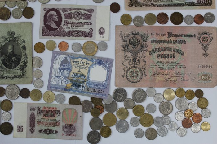 Verden. Lot of coins and banknotes. Different countries and periods  (Ingen mindstepris)