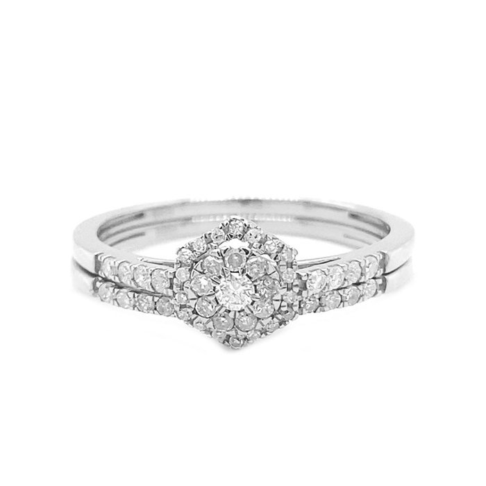 Ingen mindstepris - Ring - 14 karat Hvidguld -  0.31ct. tw. Diamant (Natur)