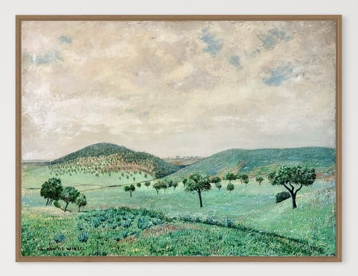 Frans Van De Winkel (1923-1987) - Beautiful plain in Portugal «  Portalegre - Monforte «  from 1980