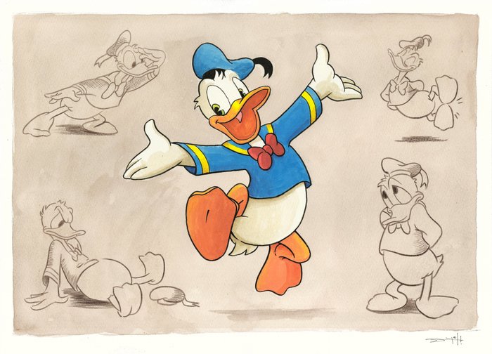 Jordi Juan Pujol - Donald Duck Model Sheet - Original Watercolor Painting - Hand Signed