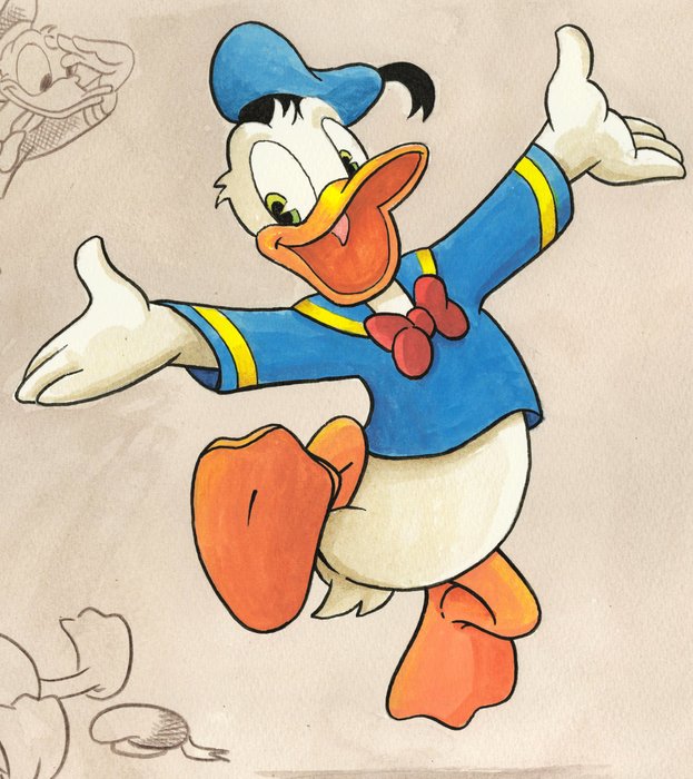 Jordi Juan Pujol - Donald Duck Model Sheet - Original Watercolor Painting - Hand Signed