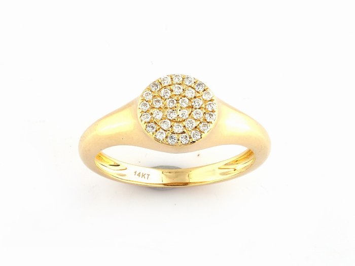 Ring - 14 karat Gulguld -  019ct tw Diamant  (Natur)