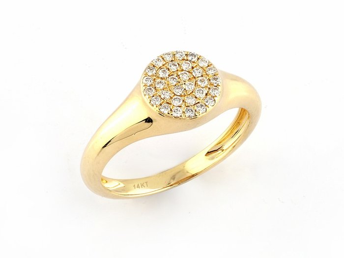 Ring - 14 karat Gulguld -  019ct tw Diamant  (Natur)