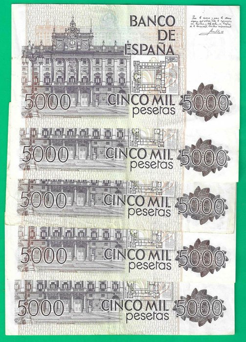 Spanien. - 5 x 5000 Pesetas 1979 - Pick 160  (Ingen mindstepris)