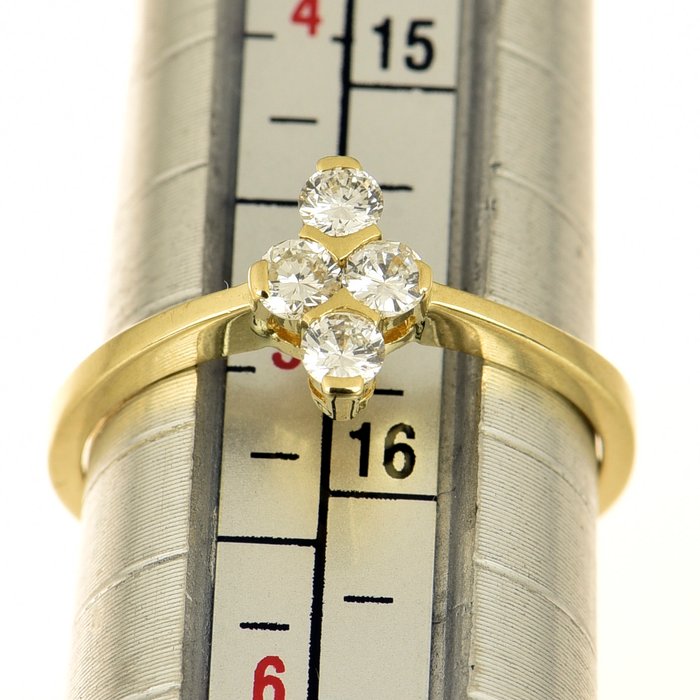 Ring - 18 kraat Gulguld Diamant (Natur)