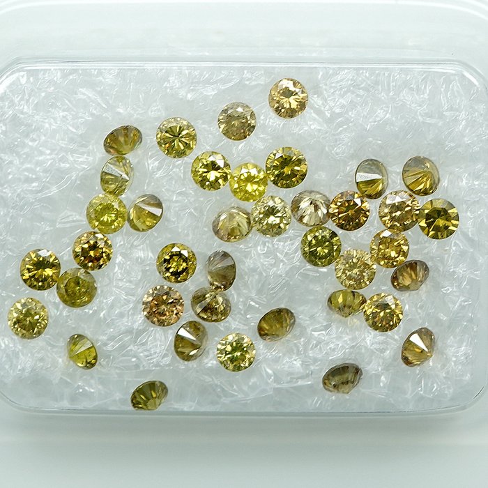 Ingen mindstepris - 39 pcs Diamant  (Farvebehandlet)  - 1.02 ct - I3, VS1 - Gem Report Antwerp (GRA)