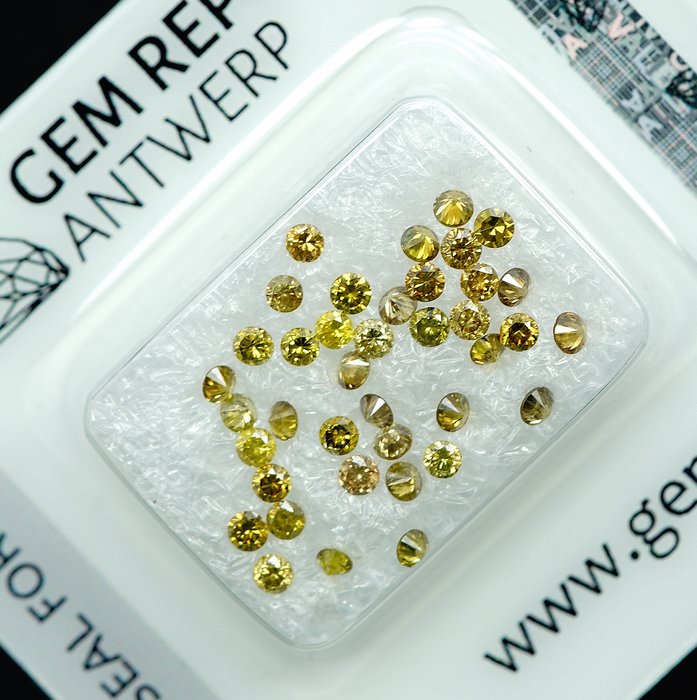 Ingen mindstepris - 39 pcs Diamant  (Farvebehandlet)  - 1.02 ct - I3, VS1 - Gem Report Antwerp (GRA)