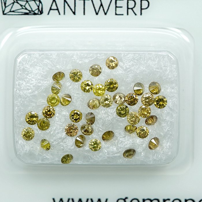 Ingen mindstepris - 39 pcs Diamant  (Farvebehandlet)  - 1.02 ct - I3, VS1 - Gem Report Antwerp (GRA)