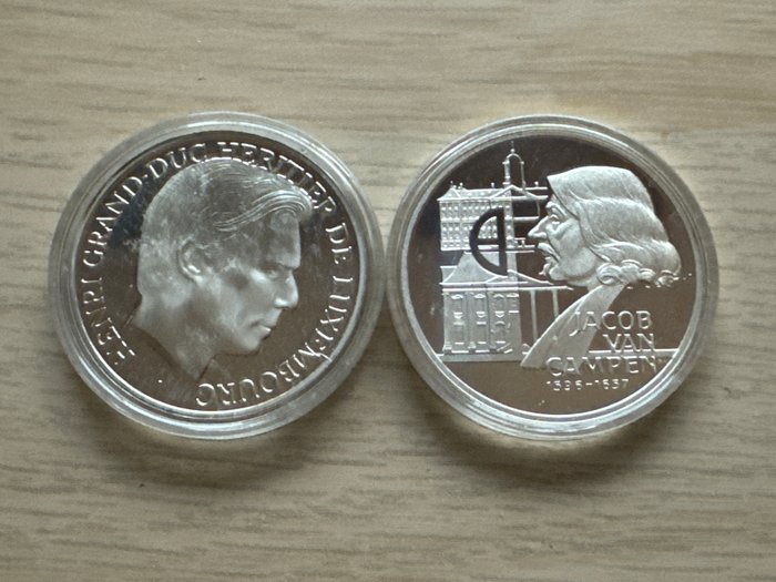 Holland. 25 Ecu 1996 Jacob van Campen und Luxemburg Henri Grand -Duc 2 x 25 g  (Ingen mindstepris)