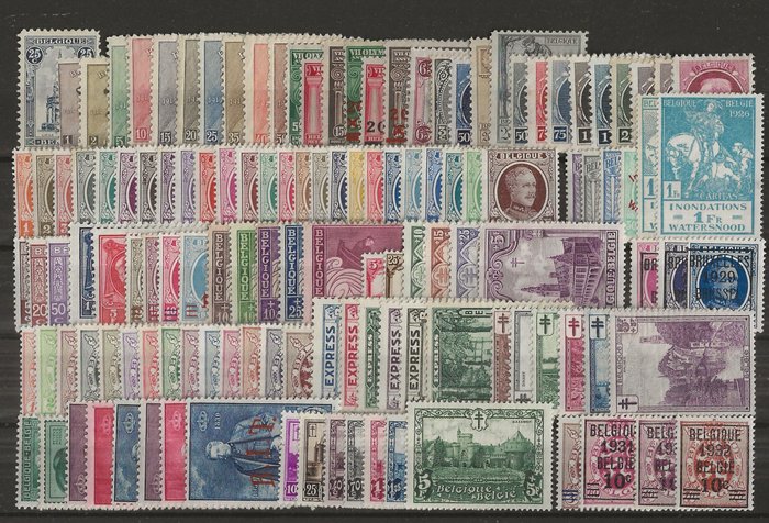 Belgien 1919/1939 - Serier og delbind med Houyoux, Expresse, Landskaber, Slotte, Rubens - OBP/COB tussen 164 en 526