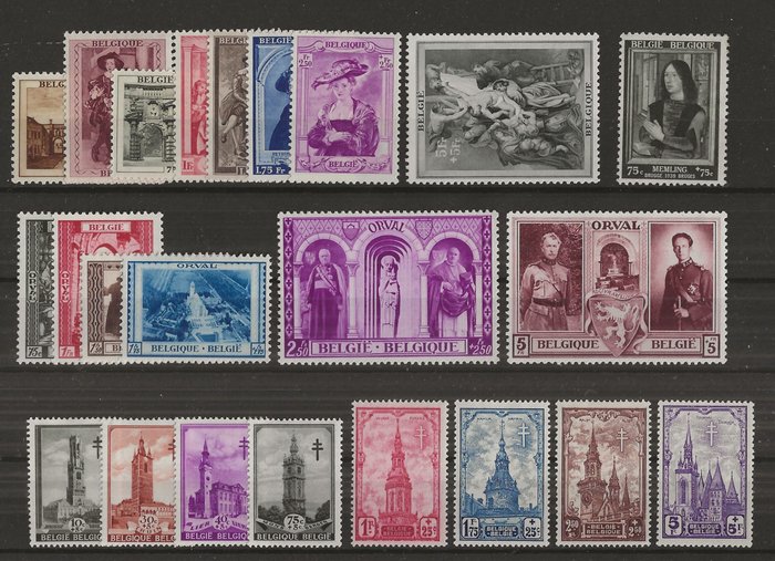 Belgien 1919/1939 - Serier og delbind med Houyoux, Expresse, Landskaber, Slotte, Rubens - OBP/COB tussen 164 en 526