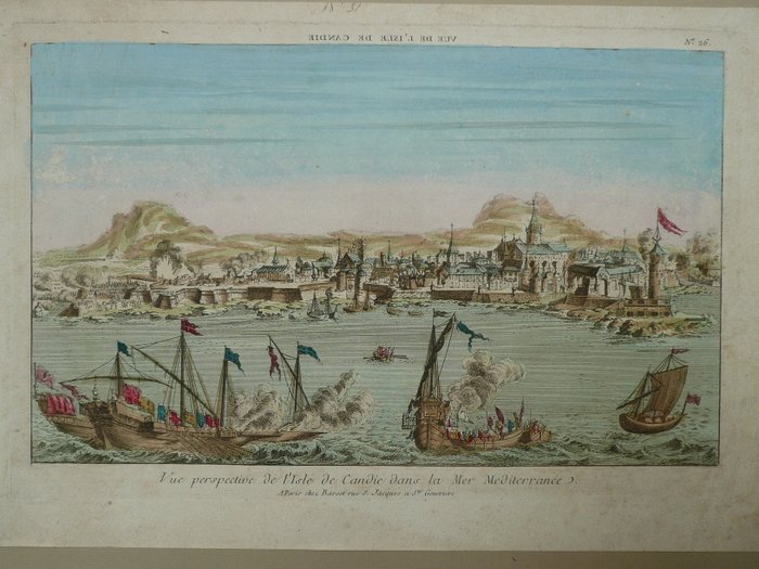 Europa - Grækenland / Kreta; Basset - Vue perspective de L'Isle de Candie dans la Mer Mediterranée - 1751-1760