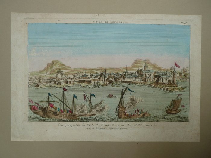 Europa - Grækenland / Kreta; Basset - Vue perspective de L'Isle de Candie dans la Mer Mediterranée - 1751-1760