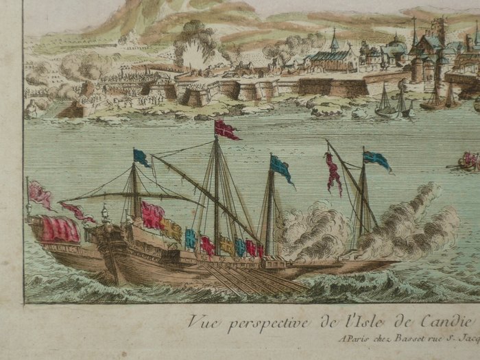 Europa - Grækenland / Kreta; Basset - Vue perspective de L'Isle de Candie dans la Mer Mediterranée - 1751-1760