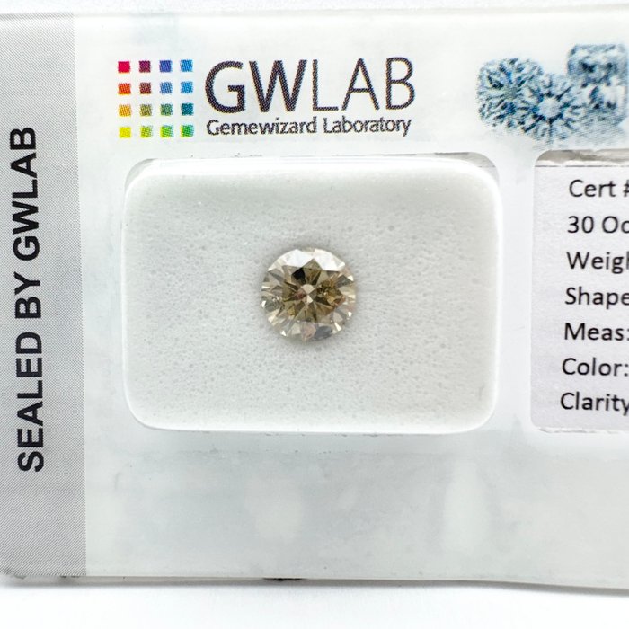 Ingen mindstepris - 1 pcs Diamant  (Naturfarvet)  - 0.50 ct - Rund - Fancy deep Grå - VS1 - Gemewizard Gemological Laboratory (GWLab)