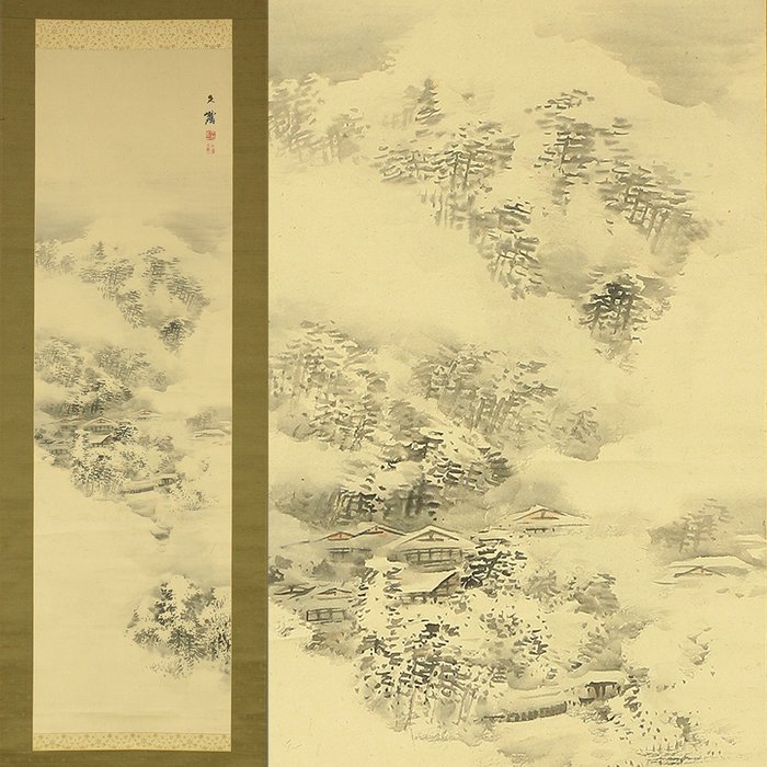 Winter Snowy Landscape with Box - Shiokawa Bunrin 塩川文麟 (1808-1877) - Japan - Meiji-perioden (1868-1912)  (Ingen mindstepris)