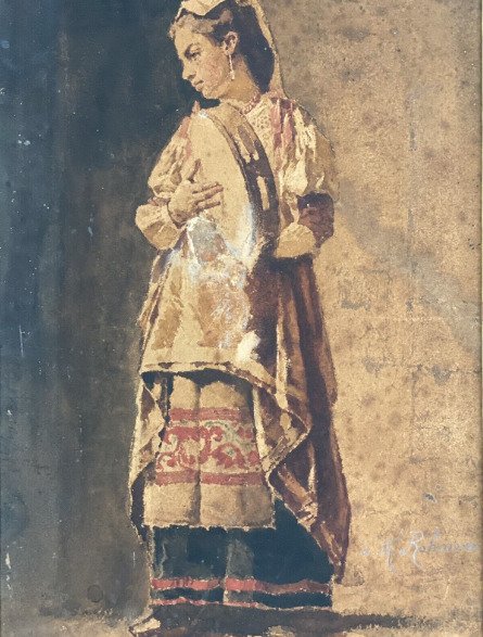 Pantaleon Józef Szyndler (1846-1905) - Jeune fille au tambourin