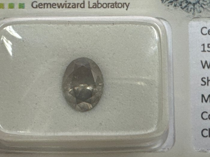 Ingen mindstepris - 1 pcs Diamant  (Naturfarvet)  - 1.05 ct - Oval - Fancy deep Grå - I1 - Gemewizard Gemological Laboratory (GWLab)