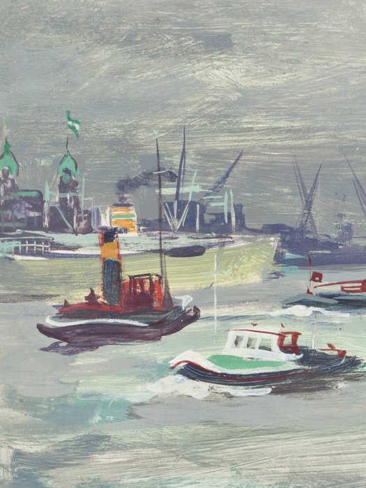 Harry Lips (1918-1979) - Harbour scene of Rotterdam Port