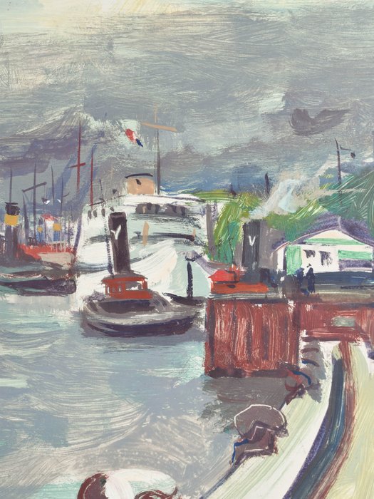 Harry Lips (1918-1979) - Harbour scene of Rotterdam Port