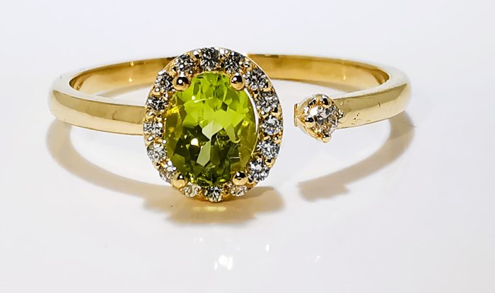 Ingen mindstepris - Ring - 14 karat Gulguld Peridot