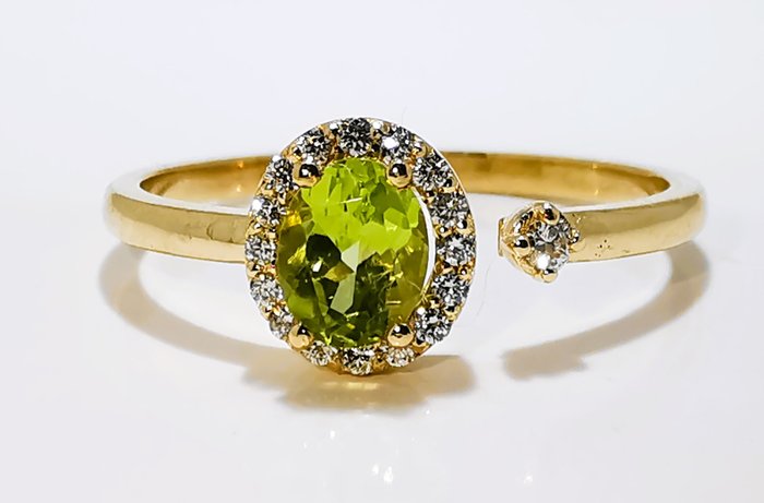 Ingen mindstepris - Ring - 14 karat Gulguld Peridot