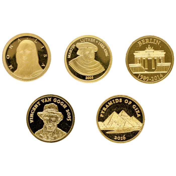 Verden Various Denominations 2006/2016 "Gouden munten" (999) (5 stuks)