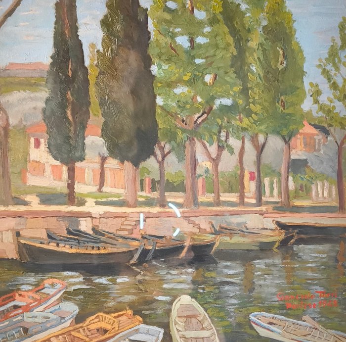 Giancarlo Torri (1900-?) - Porticciolo di Portese (Salò)