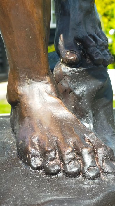 Skulptur, adam bronzen sculptuur - 88 cm - bronze marmor