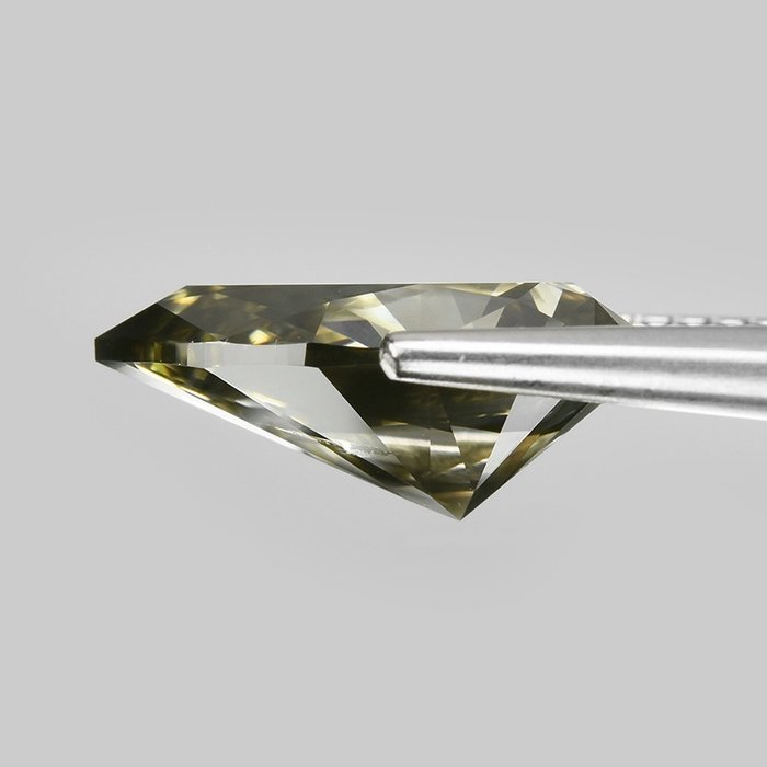 Diamant - 3.16 ct - Pære - (Fancy Yellowish Greenish Brownish Gray) - I1