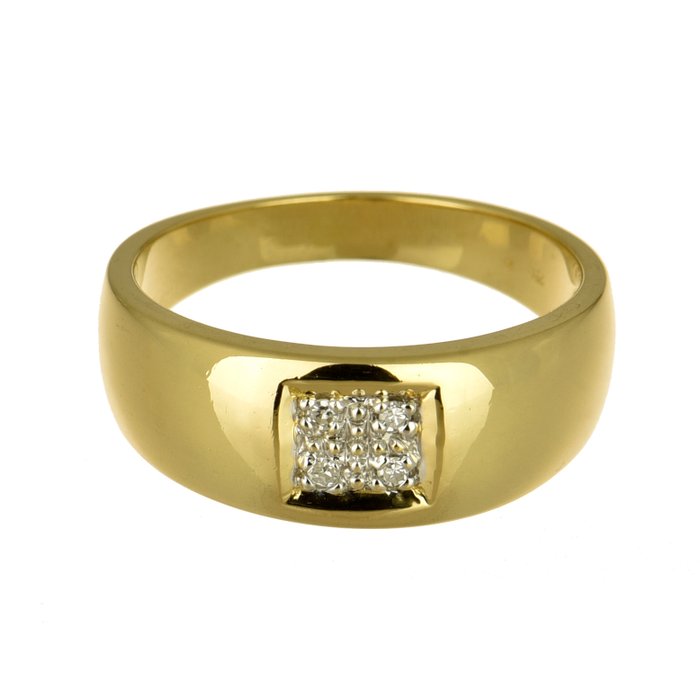 Ring - 18 kraat Gulguld Diamant (Natur)