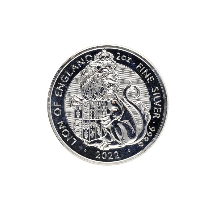 Storbritannien. 5 Pounds 2022 "Lion of England", 2 Oz (.999)  (Ingen mindstepris)