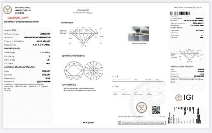 Ingen mindstepris - Forlovelsesring - 18 kraat Hvidguld -  3.15ct. tw. Diamant (Laboratoriedyrket) - F VS1 IDEAL