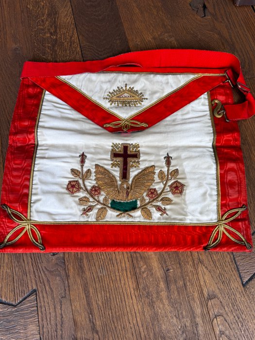 Storbritannien - Medalje - Circa 1890 Masonic Prince Rose Croix 18th Degree Set(5) Sash  Apron Jewels Leather Pouch - 1890