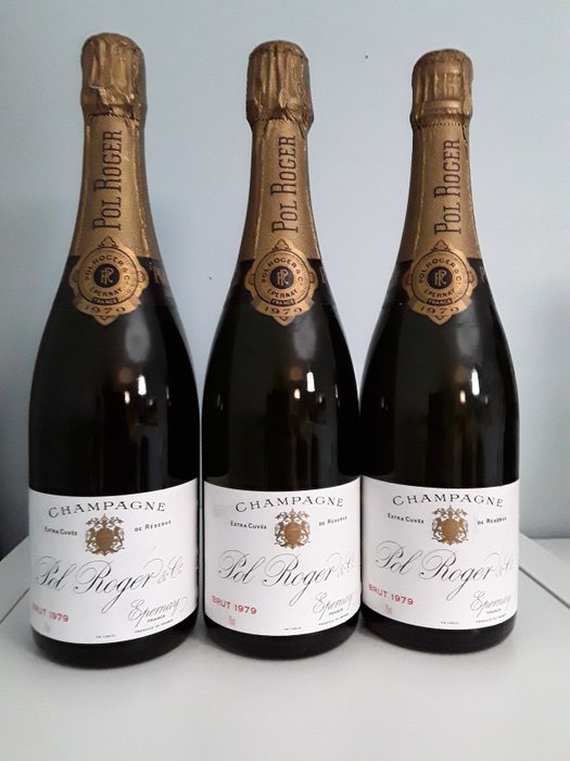 Pol Roger, Extra cuvée de réserve 1979 - Champagne Brut - 3 Flaske (0,75L)