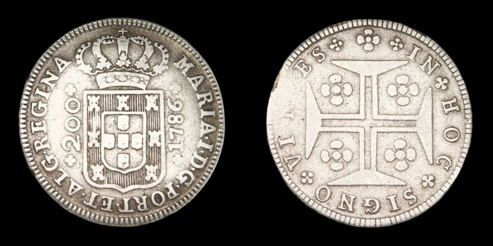 Portugal D Maria I (1786-1799) 12 Vinténs (240 Reis) 1786 - Rara