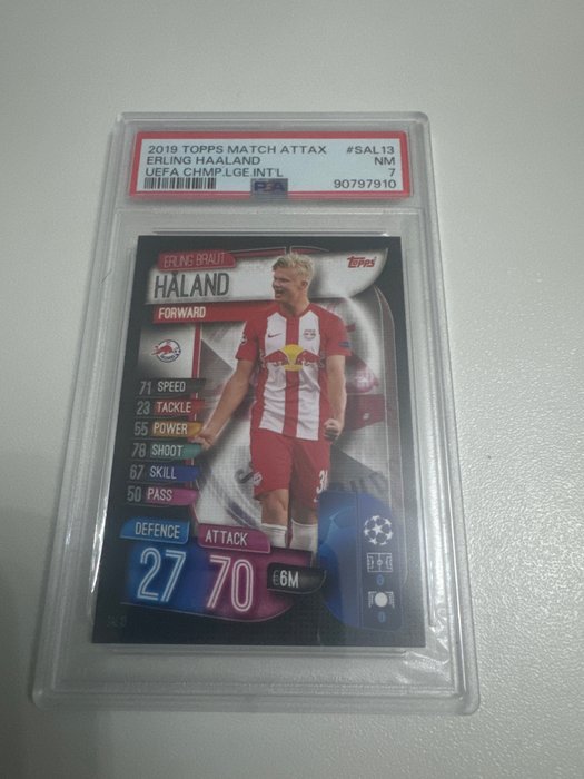 2019/20 Topps Match Attax UCL Erling Haaland #SAL13 - Rookie PSA 7 - 1 Graded card