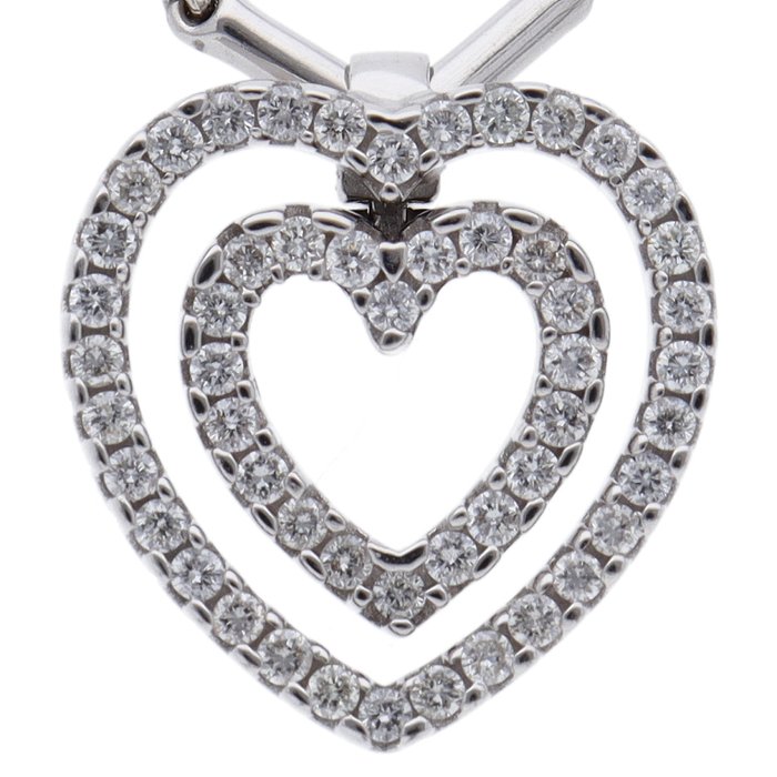 Chimento - Halskæde med vedhæng - heart diamond necklace - 18 kraat Hvidguld - Diamant