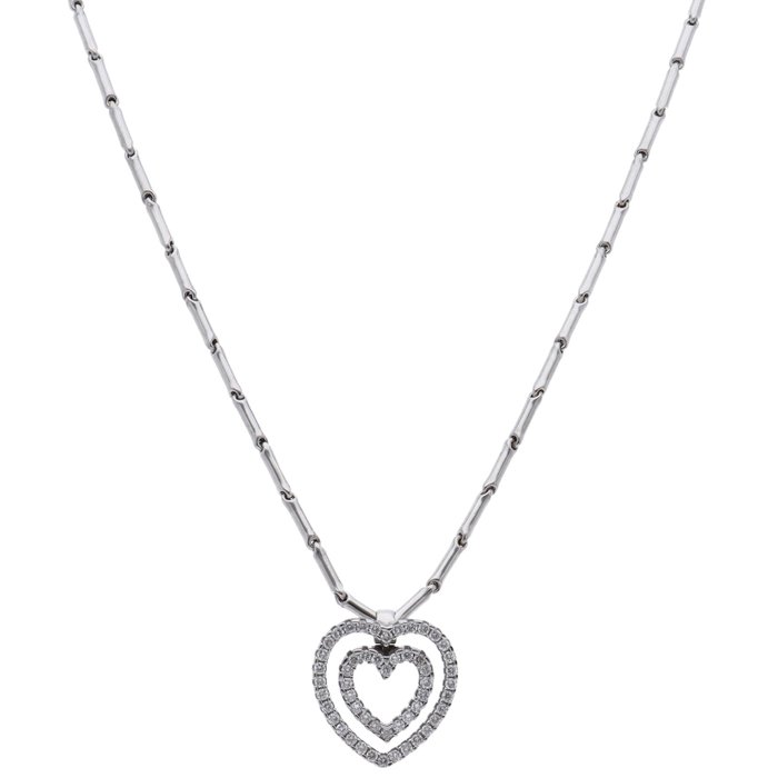 Chimento - Halskæde med vedhæng - heart diamond necklace - 18 kraat Hvidguld - Diamant